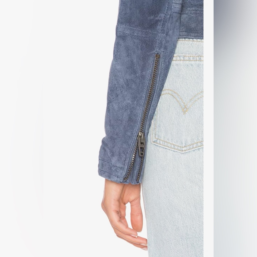 BLANK NYC Suede Moto Jacket in Slate Blue - Picture 4 of 14